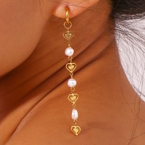 Pendientes corazón - perla, Trébol